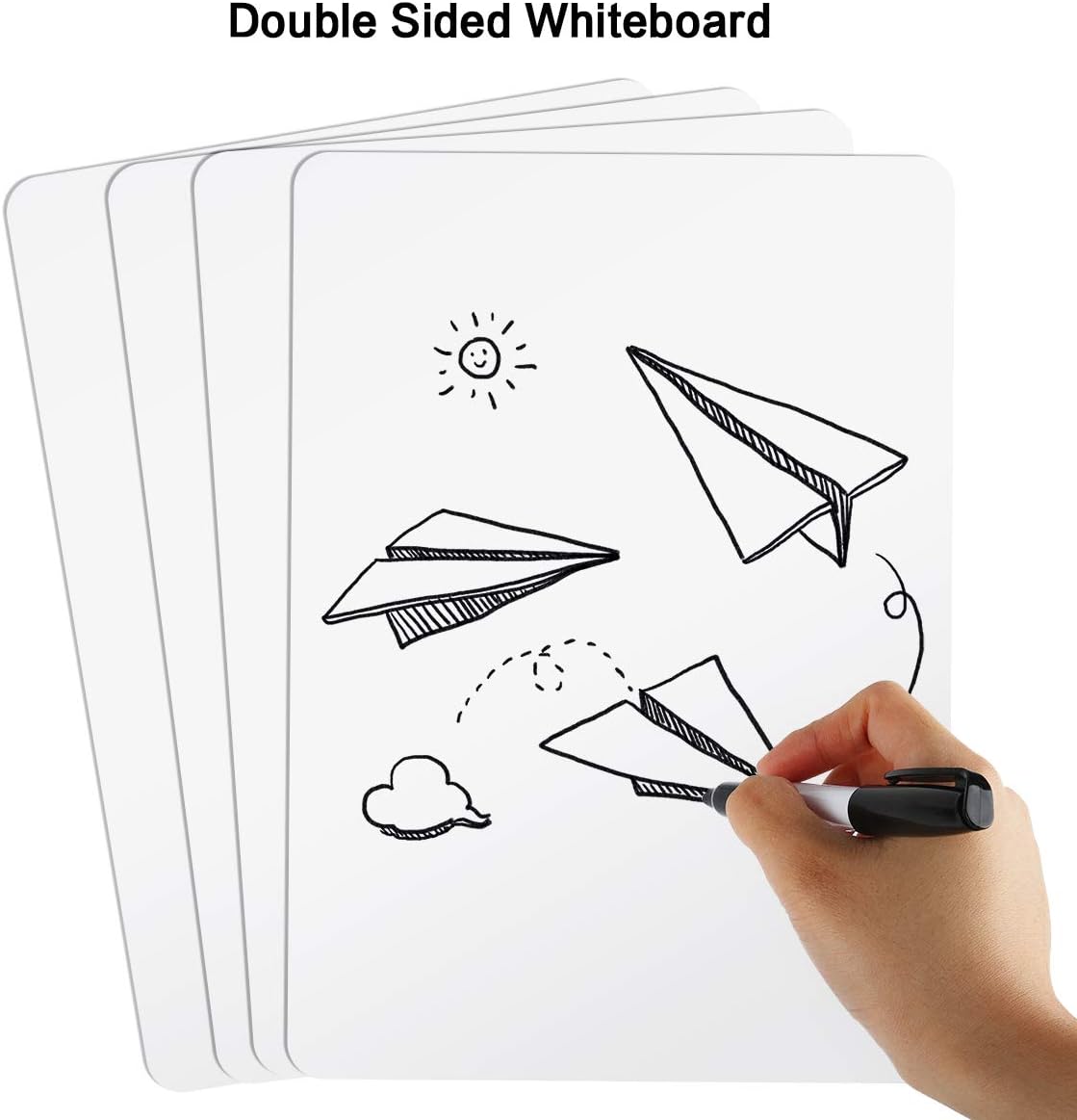 Dry Erase Lapboards, HERKKA 12 Pack Double Sided Dry Erase Lap Boards 9 x 12.5 Inch, 12 Markers, 12 Erasers, Small Dry Erase Boards for Classroom Supplies