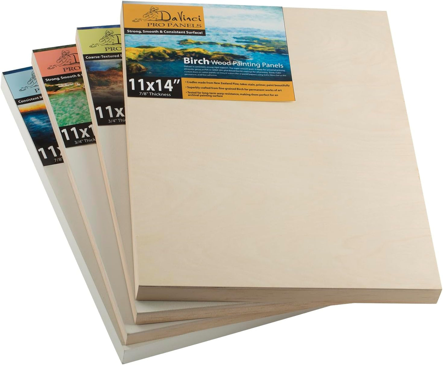 DaVinci Wood Panel Pro Ultra Smooth Gesso Panel 3/4'''' Deep 11x14'''' - 6 Pack