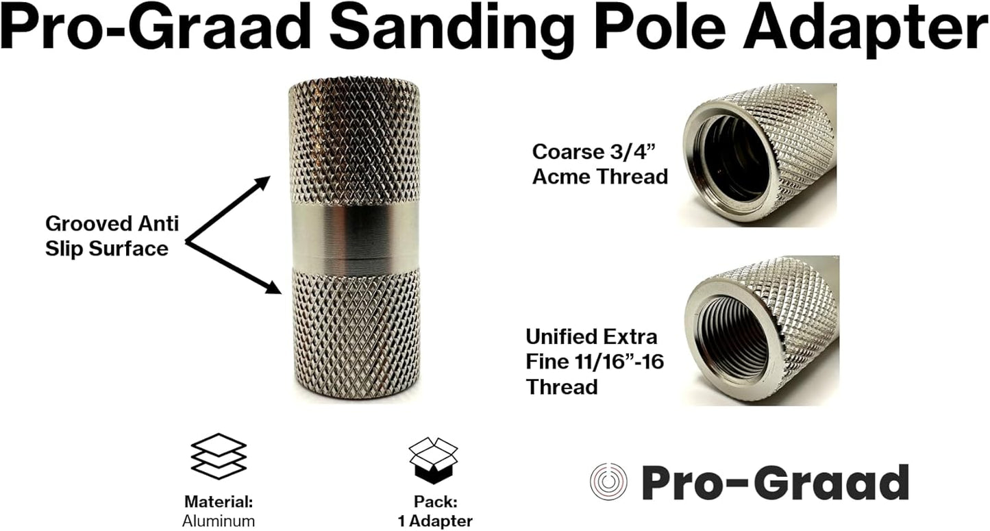 Sanding Pole Adapter, Connect Wood Handles, Telescopic, Multi Purpose Paint Extension to Drywall Standard Sander Head