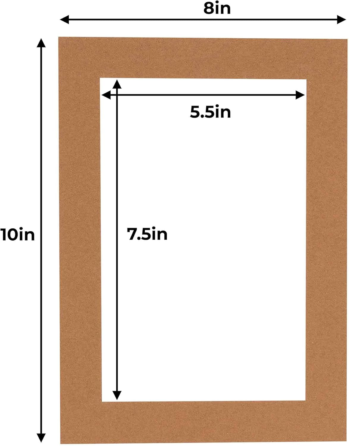 6x8 Mat for 8x10 Frame - Precut Mat Board Acid-Free Show Kit with Backing Board, and Clear Bags Brown 6x8 Photo Matte Made to Fit a 8x10 Picture Frame Matboard for Framing, Pack of 100 Mats