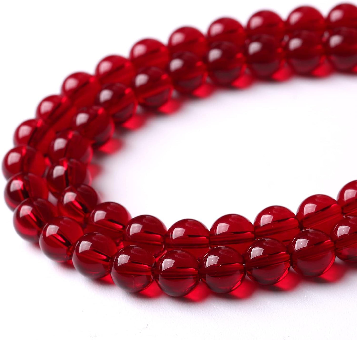 182pcs 4mm Smooth Garnet Red Glass Crystal Round Loose BeadsFor Jewelry Making DIY Bracelet Necklace Accessories 32" 2 Strand