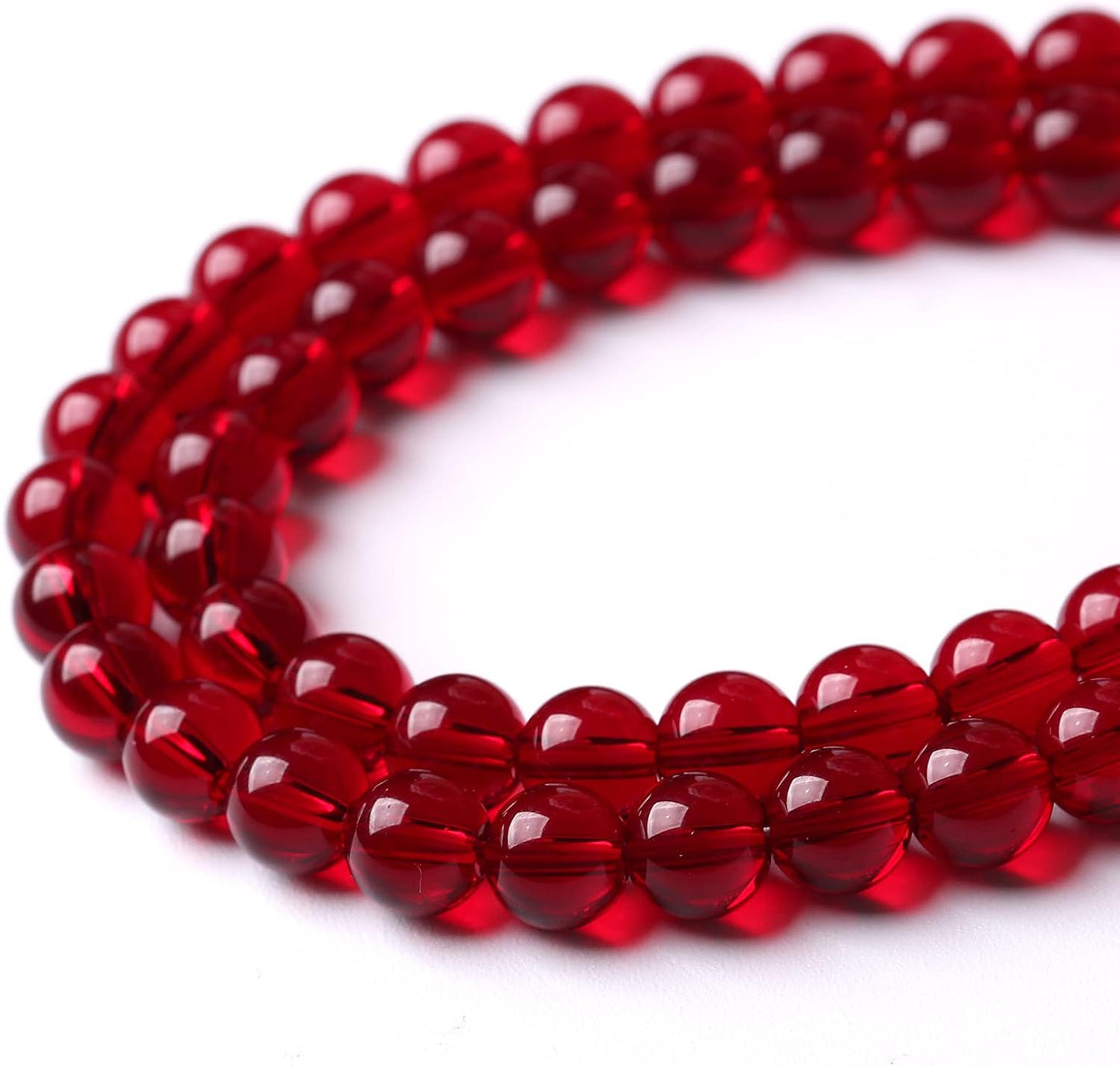 Smooth Garnet Red Glass Crystal Round Loose BeadsFor Jewelry Making DIY Bracelet Necklace Accessories 6mm 68pcs 15" Strand(Garnet Red Glass, 6mm)
