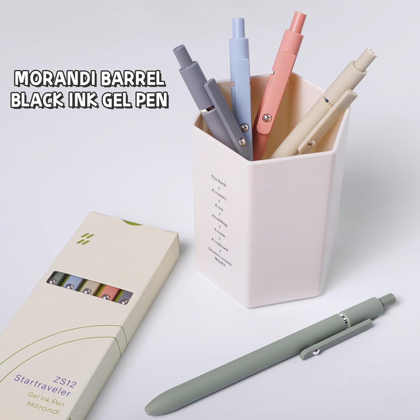 Gel Pens, 10Pcs 0.5mm Black Ink Pens Fine Point Smooth Writing Pens, High-End Series Retractable Pens for Journaling Note Taking, Cute Office School Supplies Gifts for Women (10 Pcs Morandi)