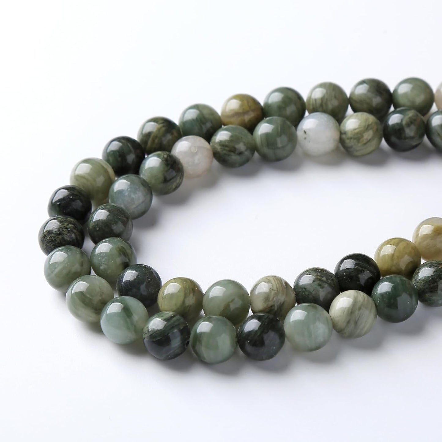 36pcs 10mm Natural Green Hair Quartz Stone Beads for Jewelry Making DIY Bracelet Necklace Accessories 15" Energy Healing Power Round Stone Beads (10mm, Green Hair Quartz)