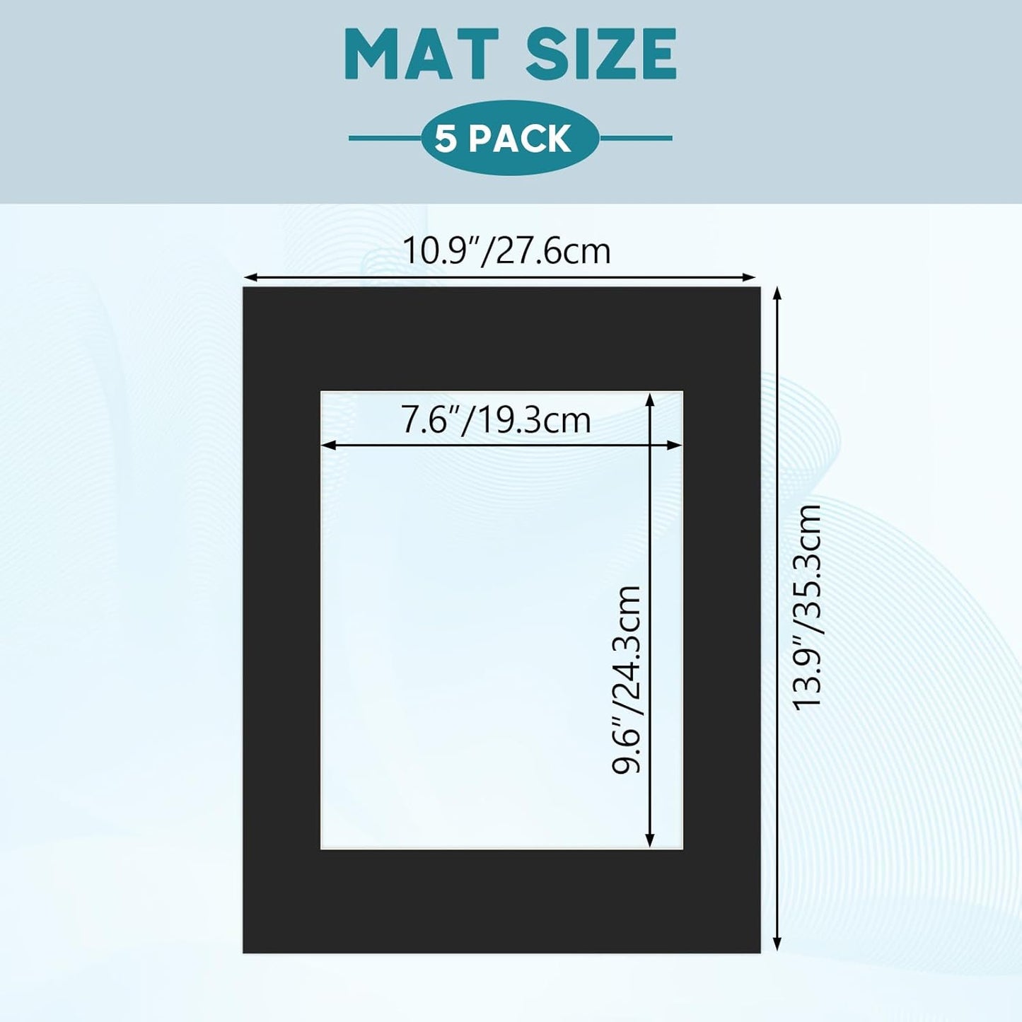 ZBEIVAN 11x14 Black Picture Mats with Core Bevel Cut Frame Mattes for 8x10 Pictures - Pack of 5