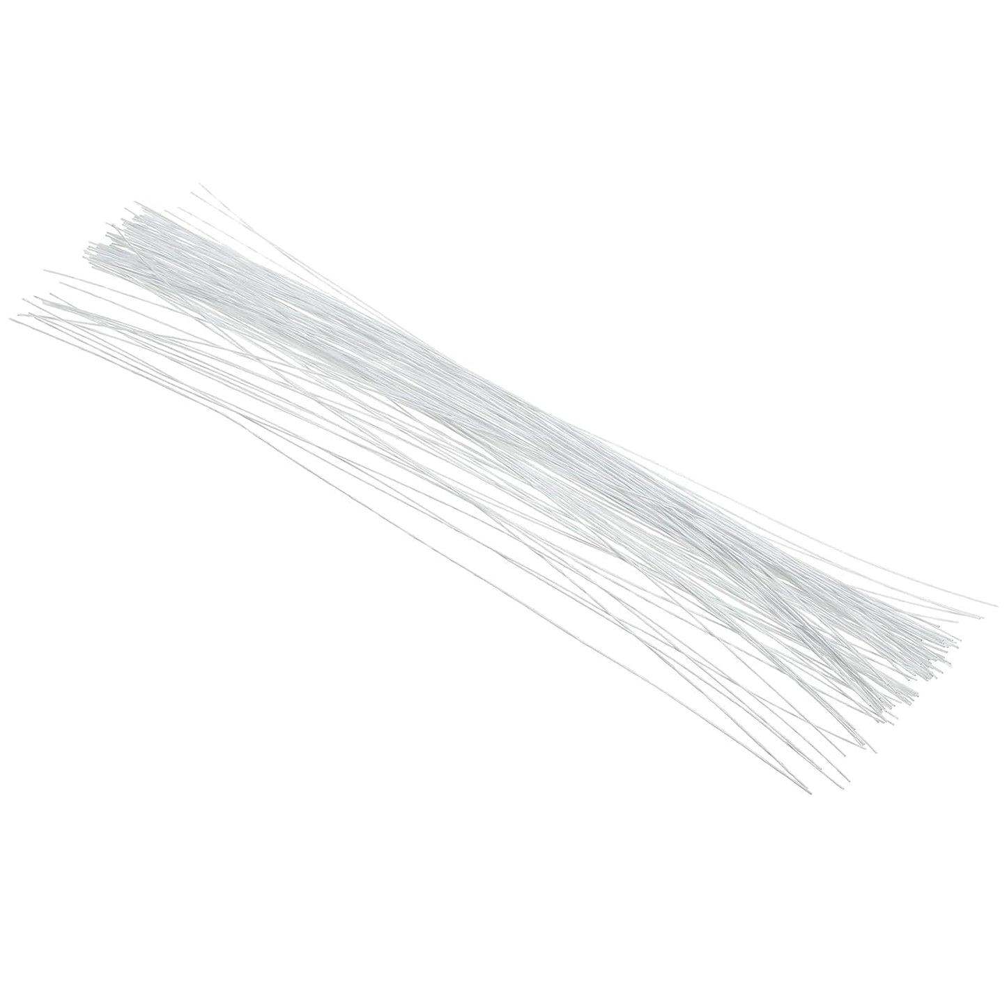 PATIKIL 26 Gauge 16" Floral Stem Wire, 100 Pcs Paper Wrapped Iron Artificial Flower Stem Accessories for DIY Bouquet Stem and Craft Decoration, White