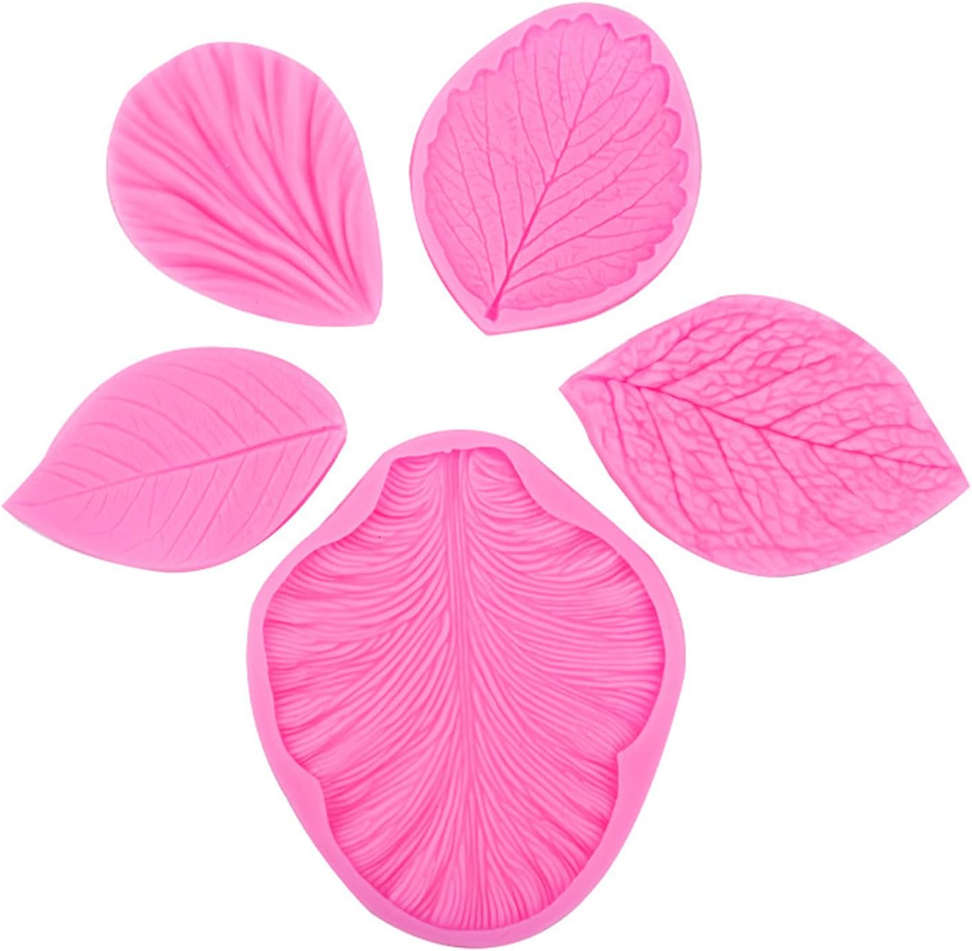 Flower Silicone Veiner Mold Set, Fondant Flower Veining Mold Tulip Orchid Molds Sugar Gum Paste Molds Cake Decoration Tool for Tulips Hibiscus Rose Leaf