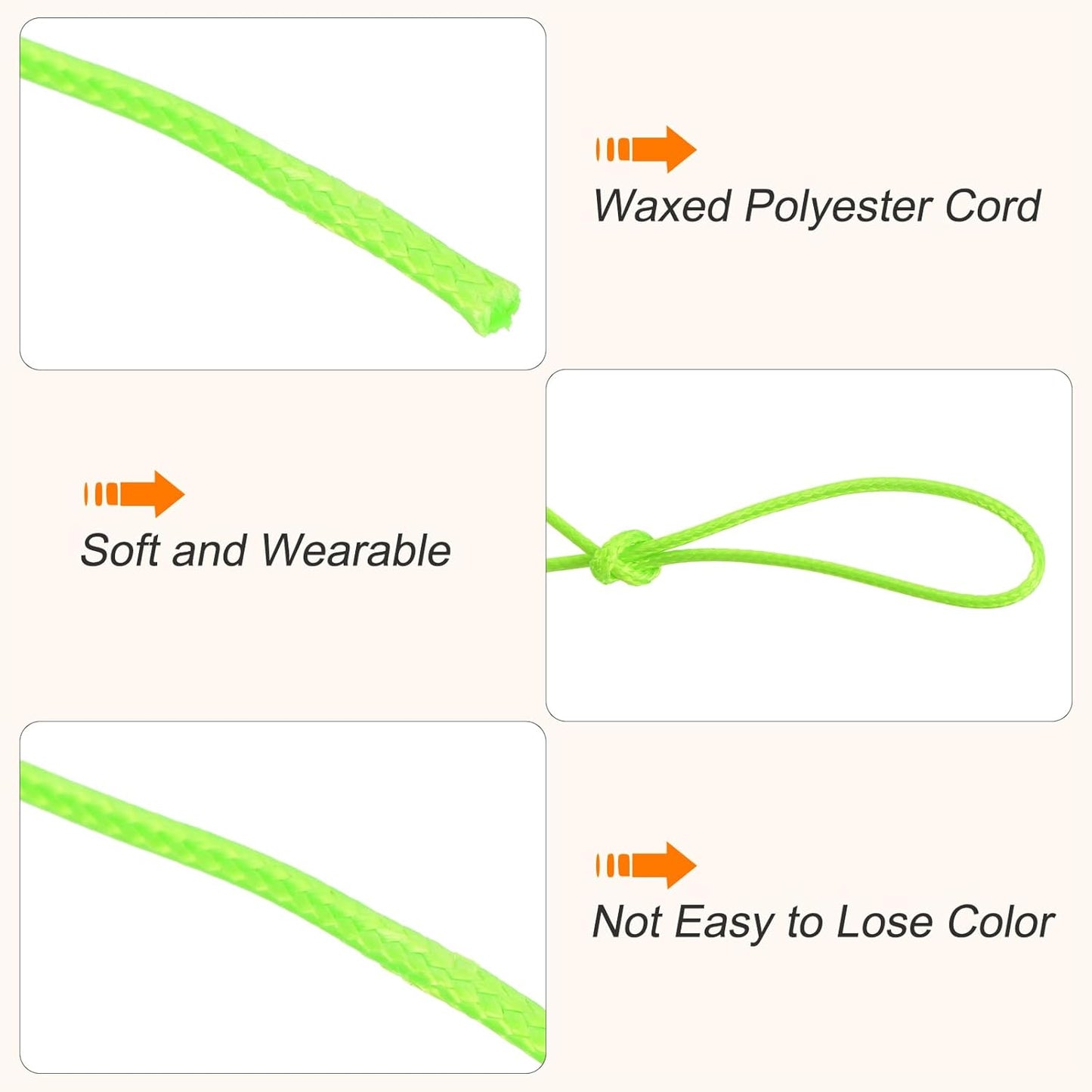 MECCANIXITY Waxed Cord 0.8mm Waxed Polyester Cord 175 Yard Wax String for Bracelet Making,Necklaces, Beading,Jewelry Making and DIY Crafts(Green)