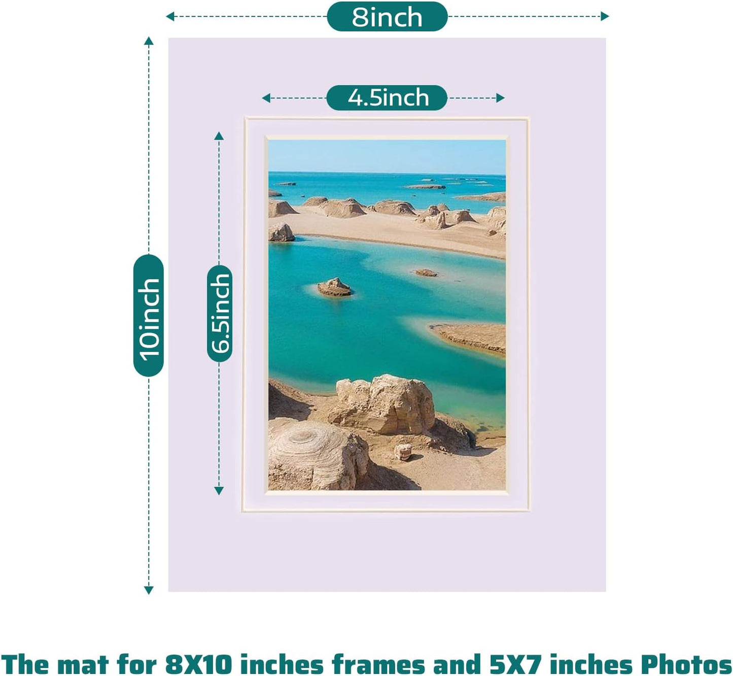 HOTUO 10 Pack Acid Free White Picture Frame Mats, Pre-Cut 8x10 Picture Mats with Ivory Core Bevel Cut for 5x7 Photo, Signature Friendly 4 Ply Thickness Photo Mat for Frames (White with V-Groove)