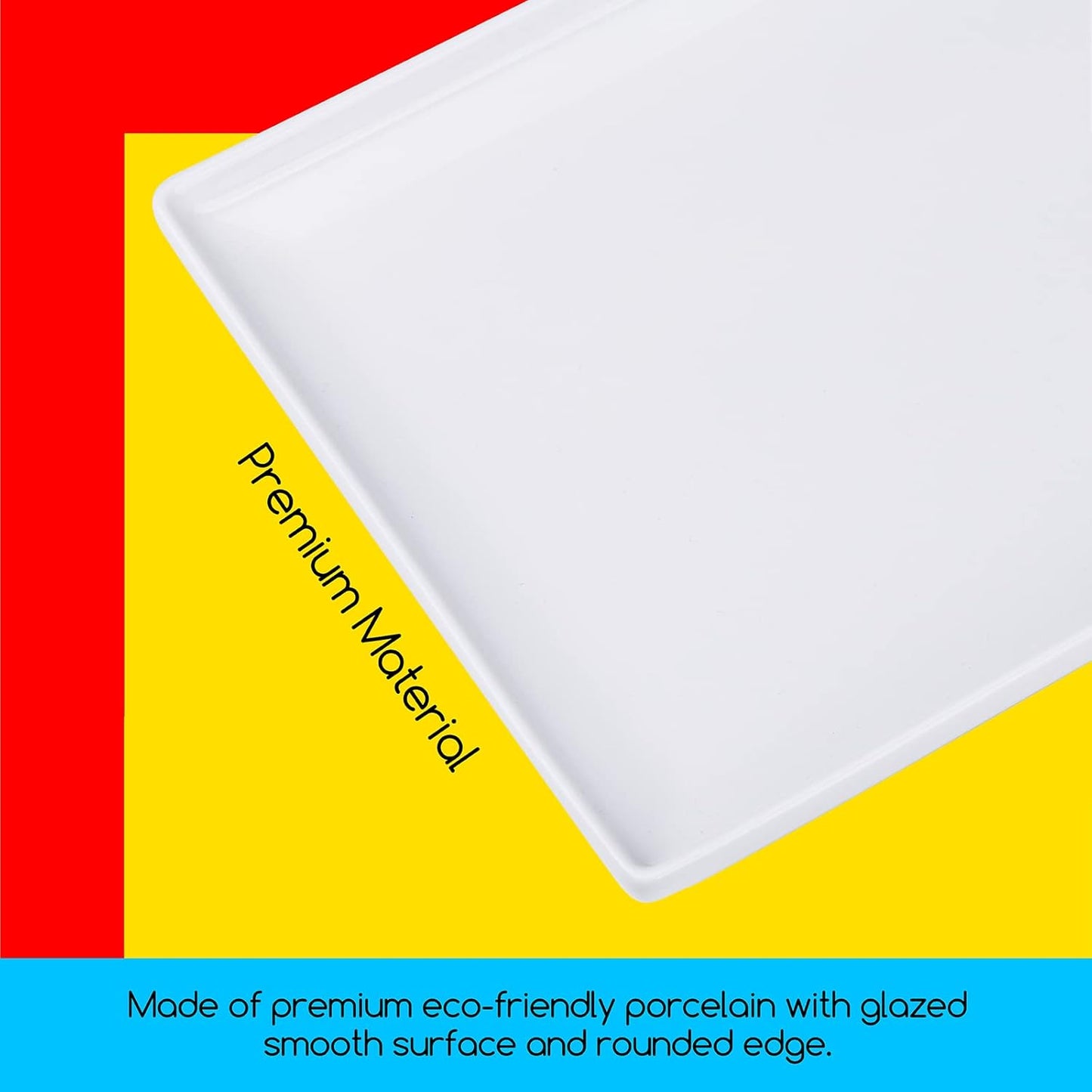 MEEDEN Ceramic Tray Palette, Ceramic Artist Paint Palette, Porcelain Mixing Tray for Watercolor Gouache Painting, Large Mixing Area White Rectangle Palette for Painting Large Artwork