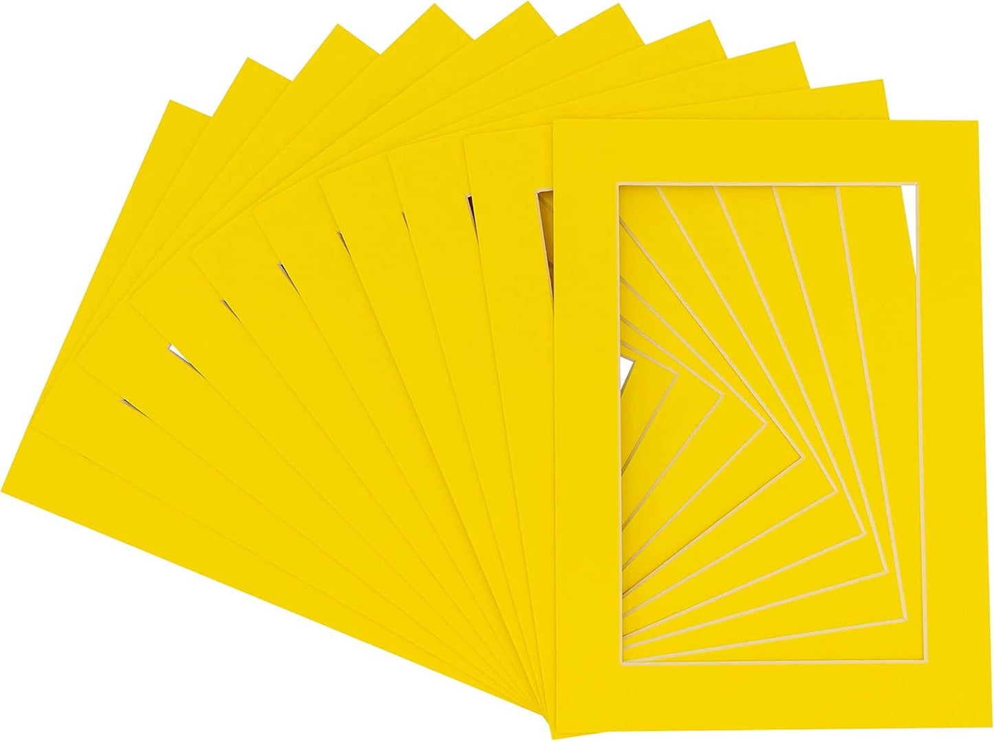 5x7 Mat for 8.5x11 Frame - Precut Mat Board Acid-Free Yellow 5x7 Photo Matte Made to Fit a 8.5x11 Picture Frame, Premium Matboard for Family Photos, Show Kits, Art, Picture Framing, Pack of 25 Mats
