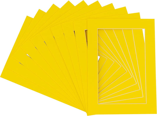 5x7 Mat for 8.5x11 Frame - Precut Mat Board Acid-Free Yellow 5x7 Photo Matte Made to Fit a 8.5x11 Picture Frame, Premium Matboard for Family Photos, Show Kits, Art, Picture Framing, Pack of 10 Mats