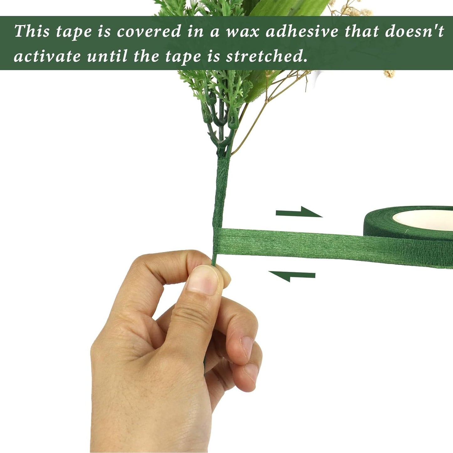 BOMEI PACK Dark Green Floral Tape 18 Rolls 1/2 inch x 30yds for Fixing, Decorating Flower Bouquets, and Bouquet Wrapping.