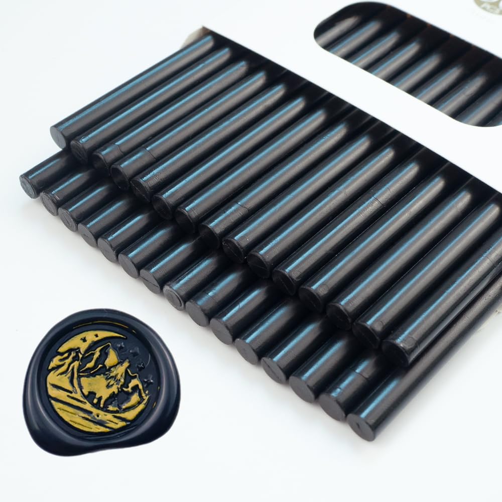 Wax Seal Stick, Ioggtser 30PCS Mini Glue Gun Wax Seal Stick for Wax Seal Stamp, Sealing Wax Sticks for Wedding Invitations, Cards, Envelopes (Black)
