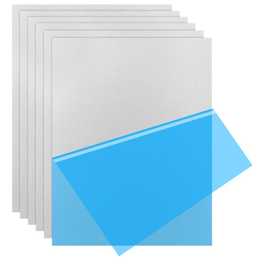 6Pack 5052 H32 Aluminum Sheet Metal 12 x 16 x 1/64 (0.02”) Inch Flat Plain Aluminum Plate Covered with Protective Film, Rectangle Aluminum Metal Plate for Crafting, Industrial, 0.5mm