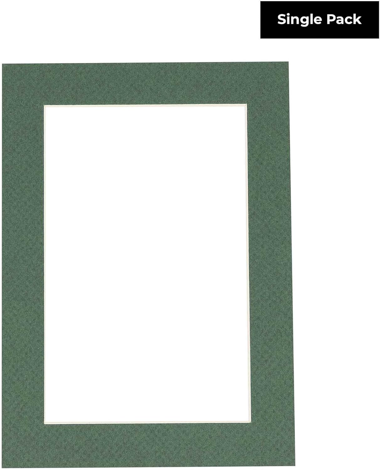 8x10 Mat Bevel Cut for 5.5x8.5 Photos - Acid Free Hunter Green Precut Matboard With Backing Board and Crystal Clear, Self Seal Photo Mat Bag - For Pictures, Photos, Framing - 4-ply Thickness