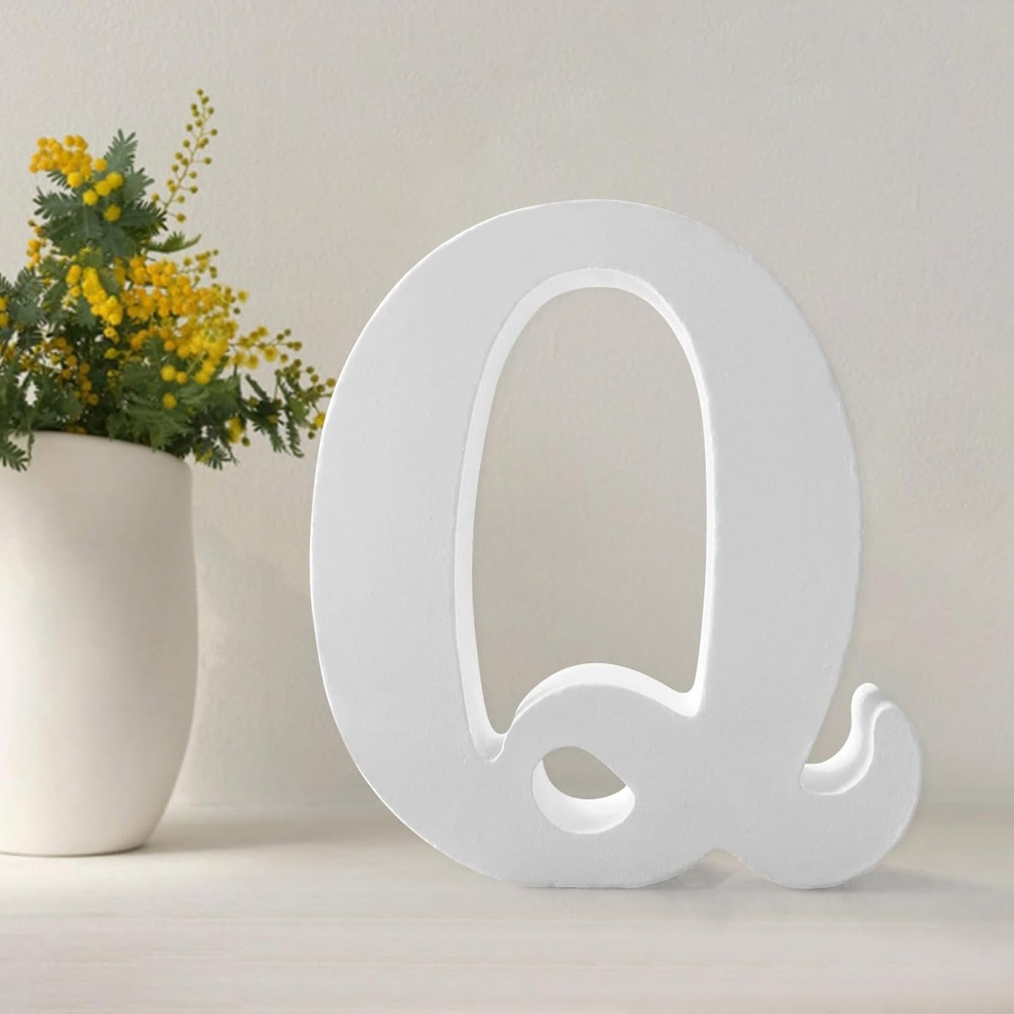 Wood Letters 4 Inch, White Unfinished Wood Letters for Graft, Wooden Letters for Wall Decor, Standing Letters for Bedroom, Home, Birthday, Party, DIY Graft (Q)