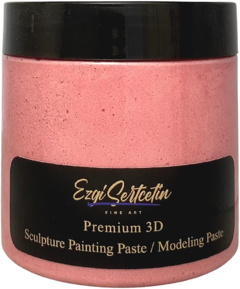 3D Sculpture Painting Paste|Texture Paste|Decorative Plaster|Ready to Use|Unique Colors|Ideal for Artwork|Stencil|Flowers|Texture|Art Relief| 6 oz (Metallic Pink)