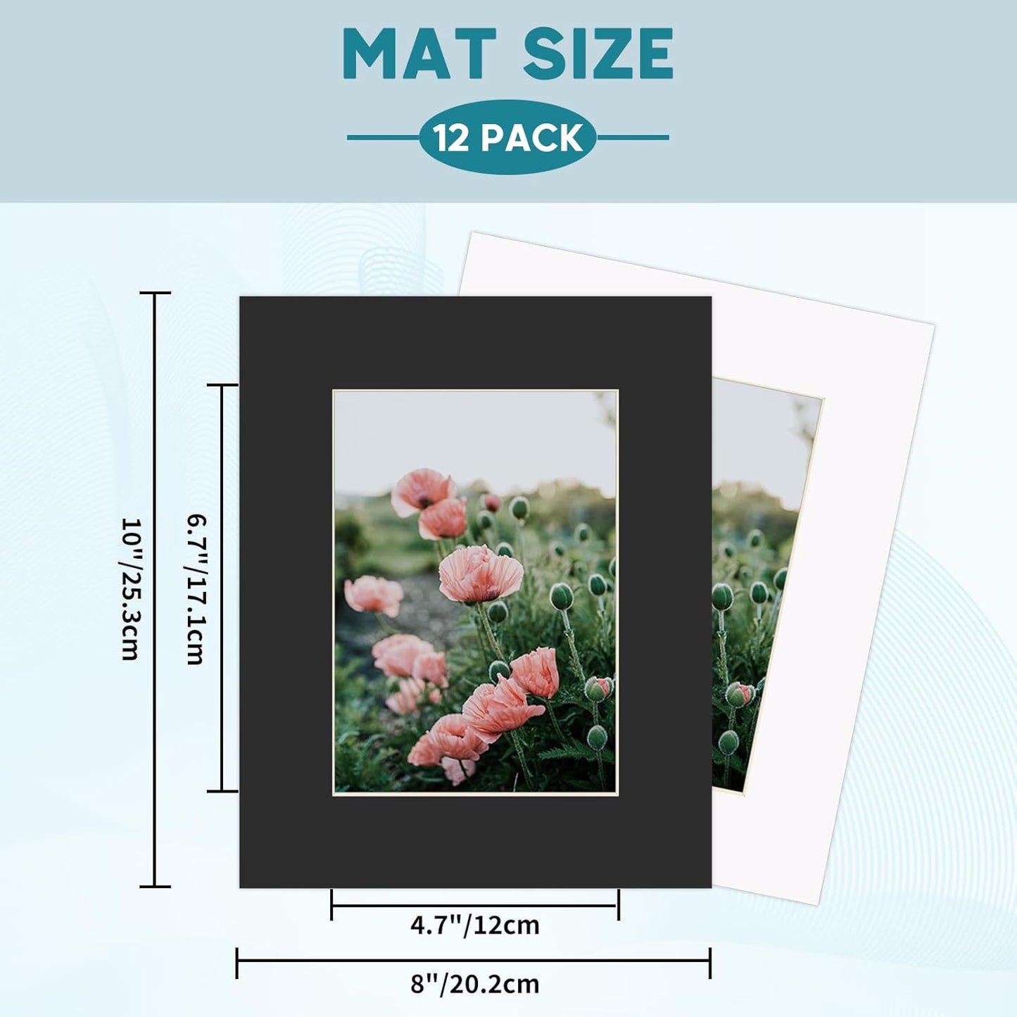 ZBEIVAN 12 Packs White and Black Colors 8x10 Picture Frame Mats for 5x7 Photos, Artworks and Prints, White Core Bevel Cut Frame Mattes