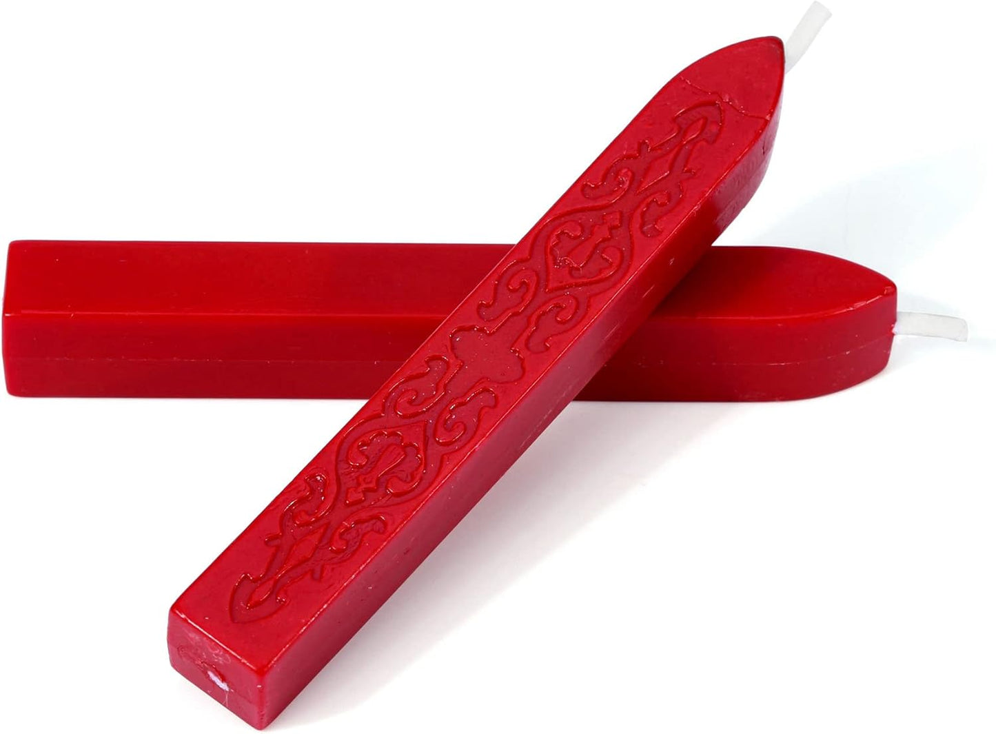 Yoption 5Pcs Sealing Wax Sticks, Vintage Totem Fire Manuscript Bright Red Wax Seal Sticks with Wicks, Sealing Wax for Wax Seal Stamp
