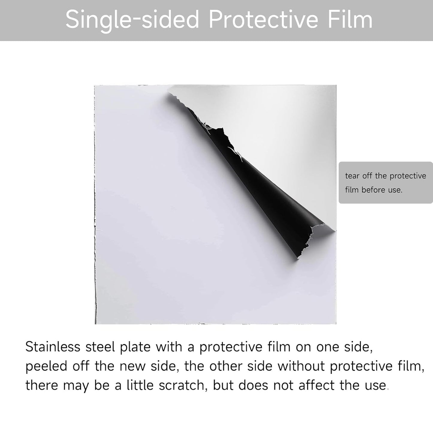 304 Stainless Steel Sheet - 12" X 12" X 1/16" Thin Stainless Steel Plate 1/16 Inch Thickness with Protective Film Metal Sheets Shim Stock for Kitchen DIY Crafting (305 x 305 x 1.6 mm)