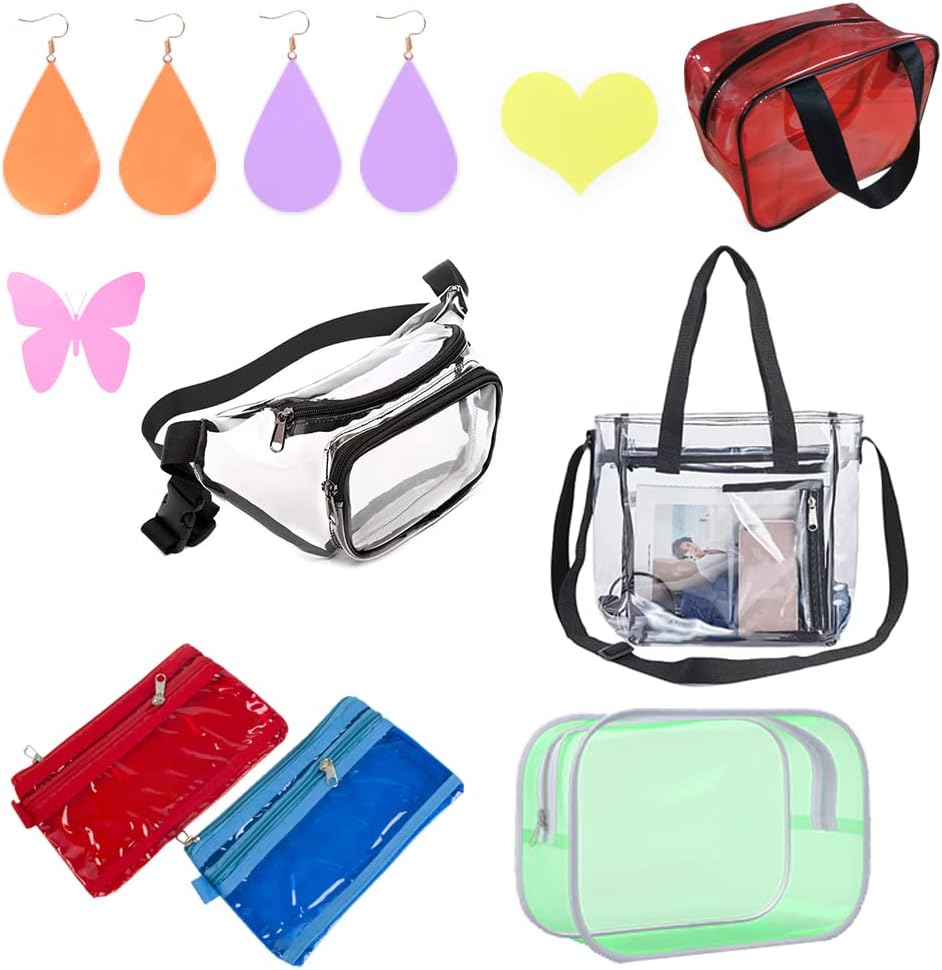 HYANG Navy Transparent PVC Super Clear Holographic Vinyl Faux Leather Sheets 1 Roll 12" x 47" (30cm x 120cm) for DIY Bows Earrings Bags DIY Crafts Making