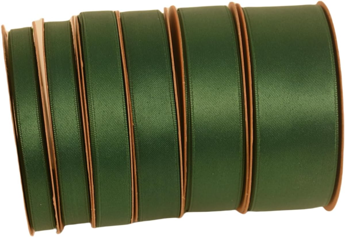 Double Side Satin Ribbon, Continuous 20 Yards,Use for Craft Bows Bouquet, Gift Wrapping, Wedding Decoration, Floral Arrangement (Dark Green, 1-1/2 inch)