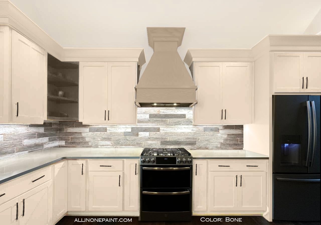 ALL-IN-ONE Paint, Durable cabinet and furniture paint. Built in primer and top coat, no sanding needed. Includes our 30 featured color card - Bone (off white), Gallon