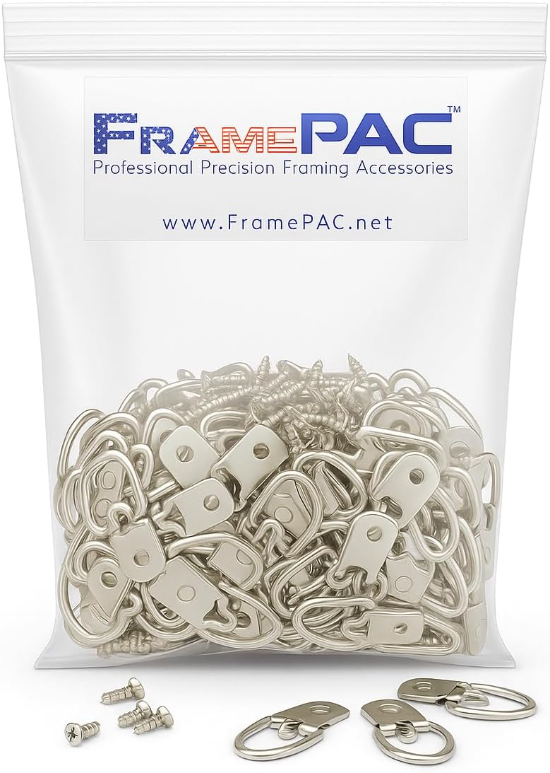D Ring Picture Hangers with Screws - 300 Pack - Bulk D Rings - Pro Quality Hangers - Picture Hanging Solutions