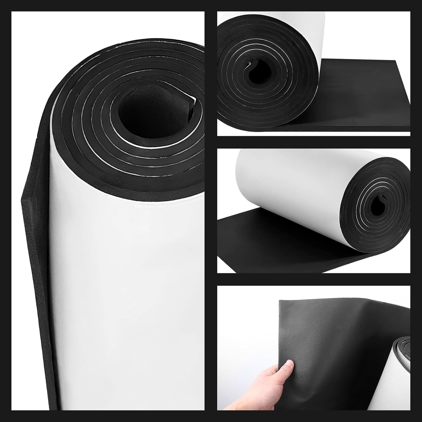 Adhesive Foam Roll Neoprene Sponge Foam Sheet Roll Closed Cell Insulation Closed Cell Foam Sheet Soundproof Foam Padding (Black, 12x59x1/8 Inches)