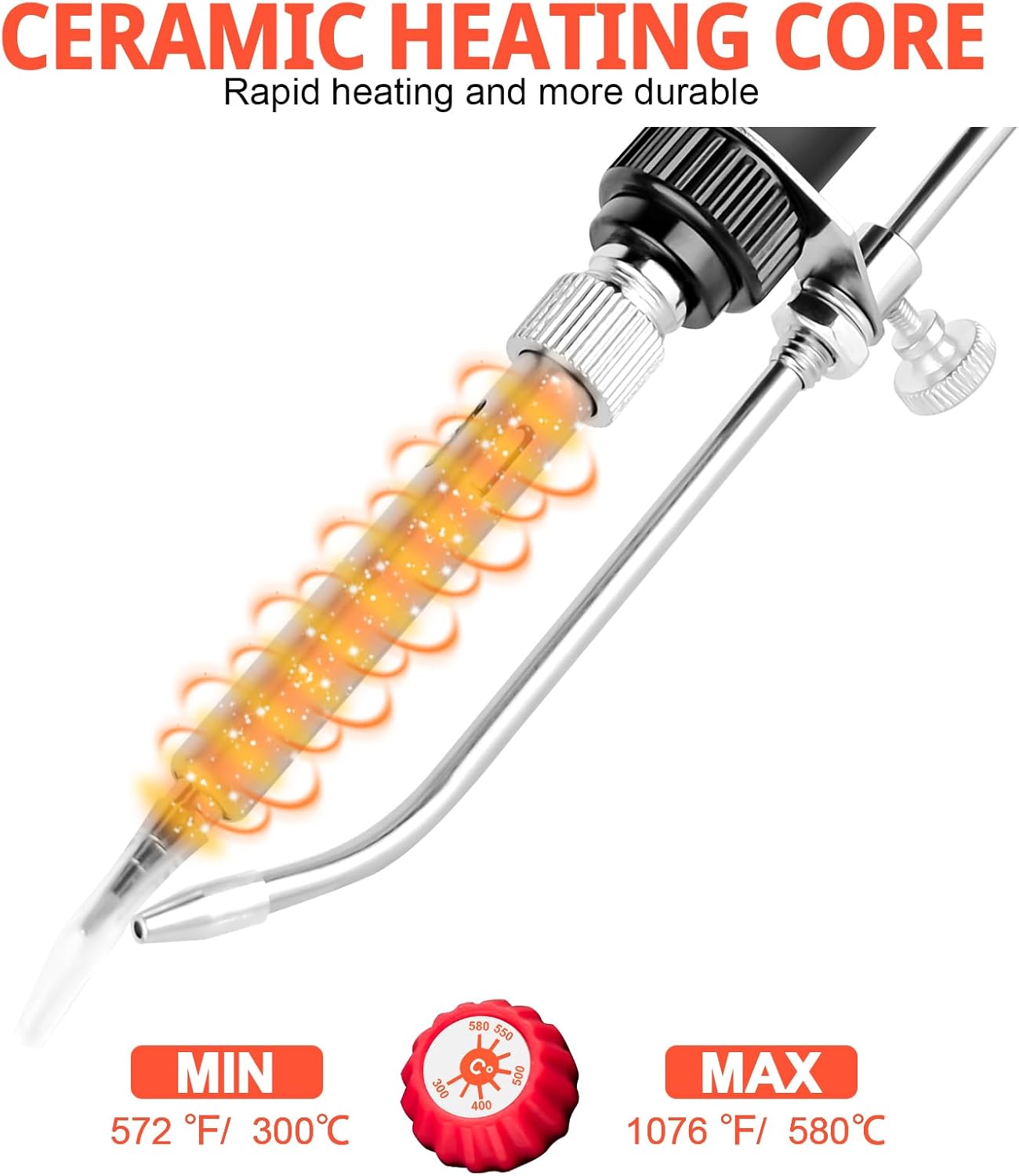 Upgrade 120W Soldering Iron Kit with Ceramic Heater, Automatic Soldering Gun Kit Includes 3 Solder Wire, 3 Interchangeable Tips, 2 Tweezers, Desoldering Pump, Basic Stand with Sponge