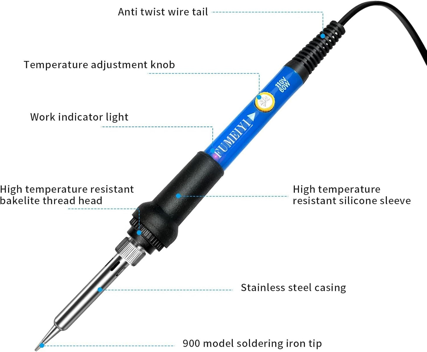 Soldering Iron Kit, 21-in-1 with Adjustable Temperature, 5 Soldering Tips, 60W Soldering Iron, Solder Wire, Desoldering Pump, Stand - A Welding for Electronic Hobbyist DIY with 110V US Plug