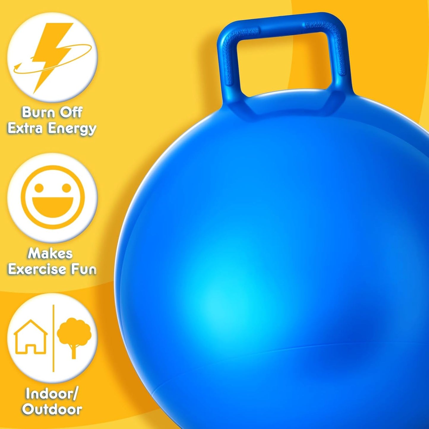 Lewtemi 3 Pcs 29 Inch Bouncing Ball with Handle, Outdoors Hopper Jumping Hopping Ball and Air Pump for Sports Exercise (Orange, Blue, Purple)