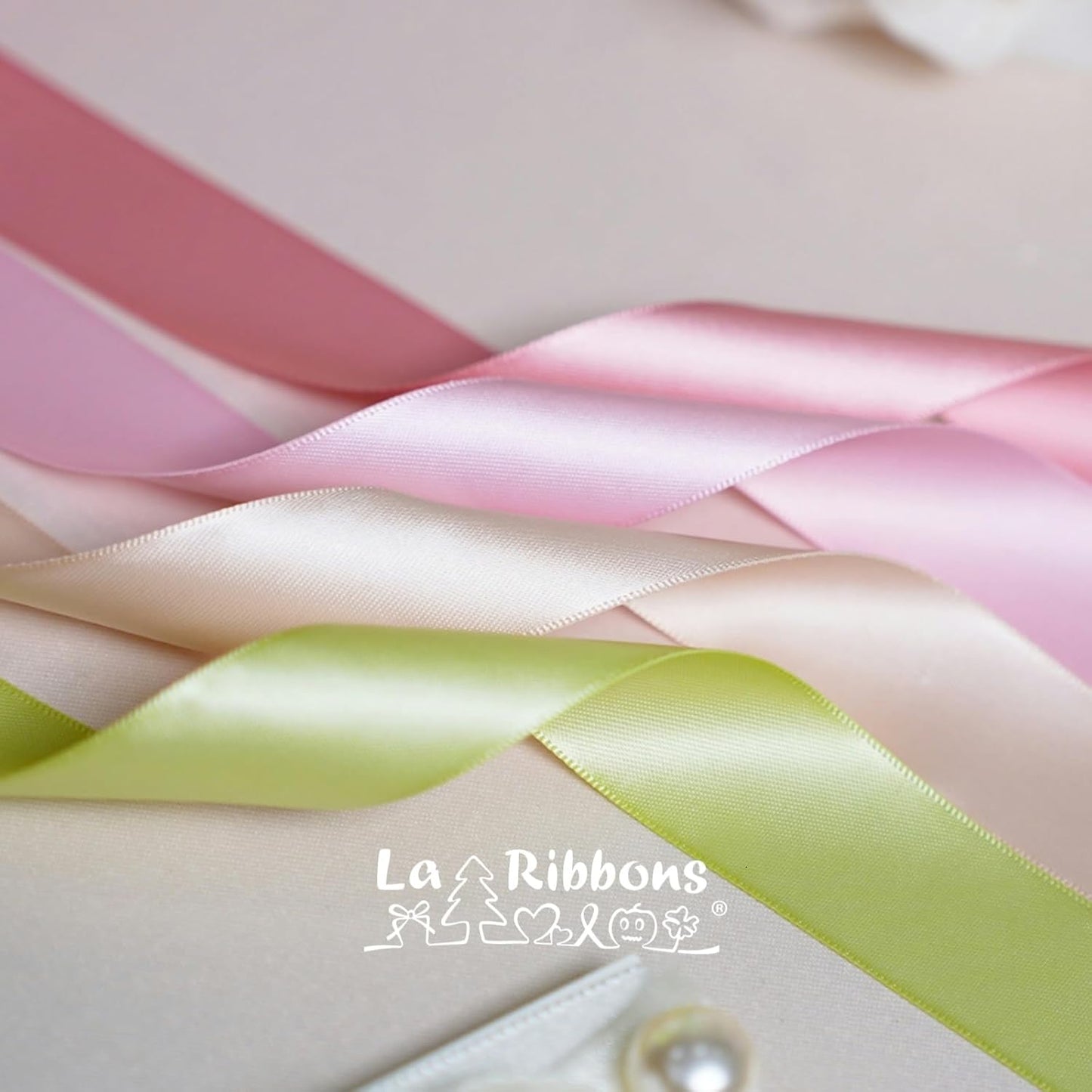 LaRibbons 1 Inch 50 Yard Double Faced Satin Ribbon,Rose Pink Satin Craft Fabric Ribbon for Gift Wrapping Floral Bouquets Wedding Party Decoration