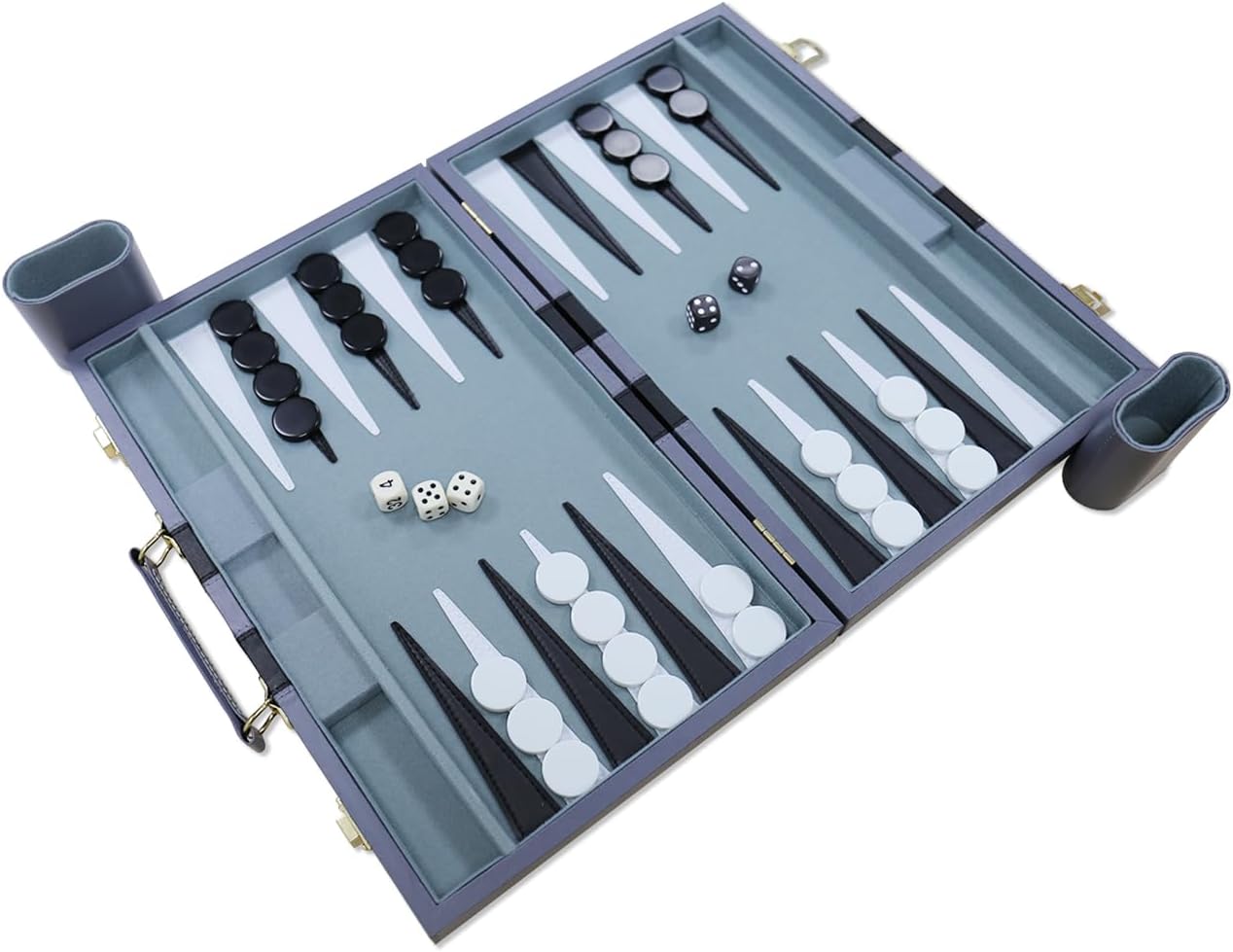 Backgammon Set - Classic Board Game with Premium Leather Case - Portable Travel Strategy Backgammon Game Set for Adults, Kids - Suitable as (11inch, Gray)