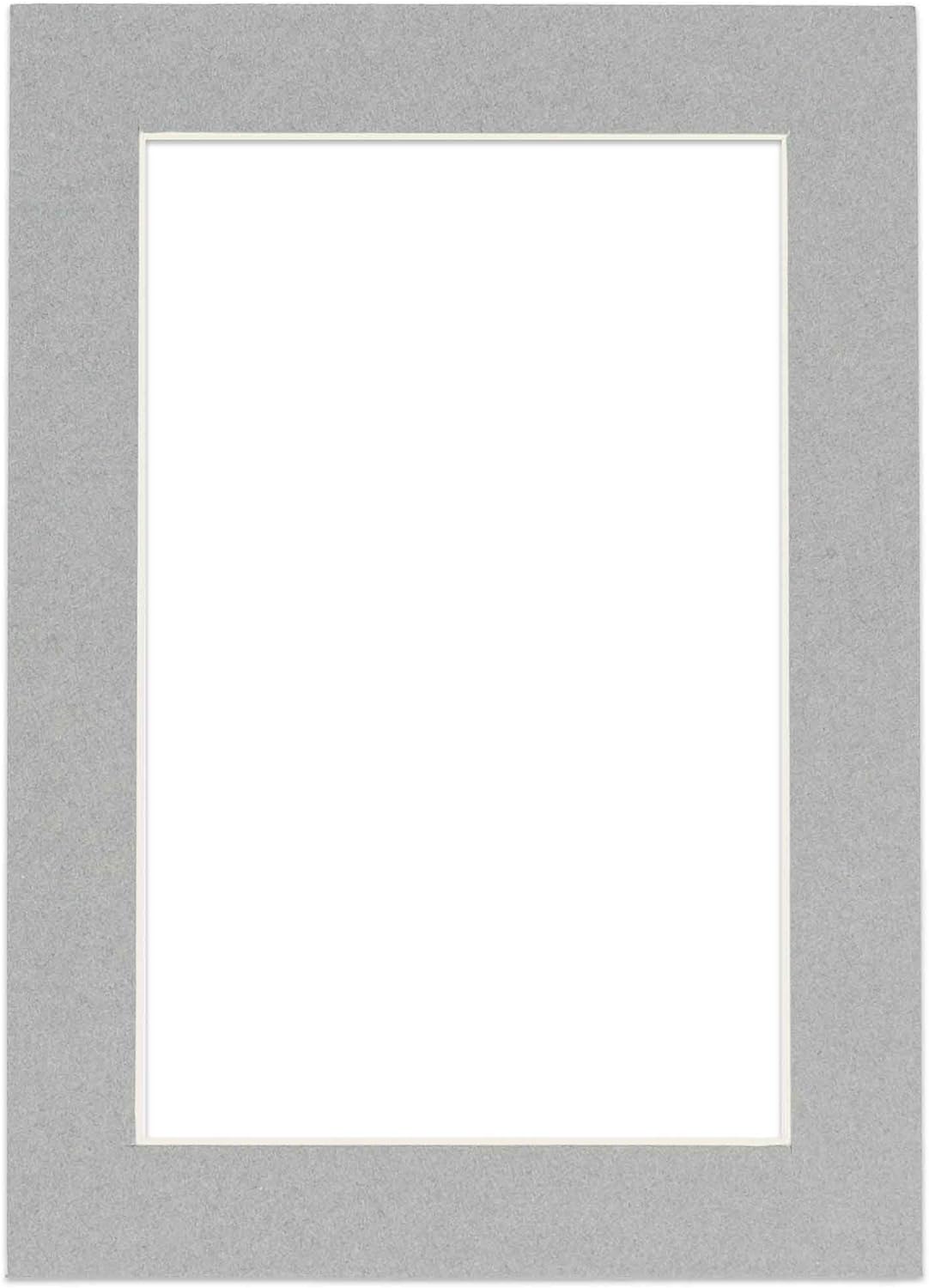 Pack of 25 Acid Free 8.5x11 Mats Bevel Cut for 7x9 Photos - Mid Grey Precut Matboards for Pictures, Photos, Framing - 4-ply Thickness