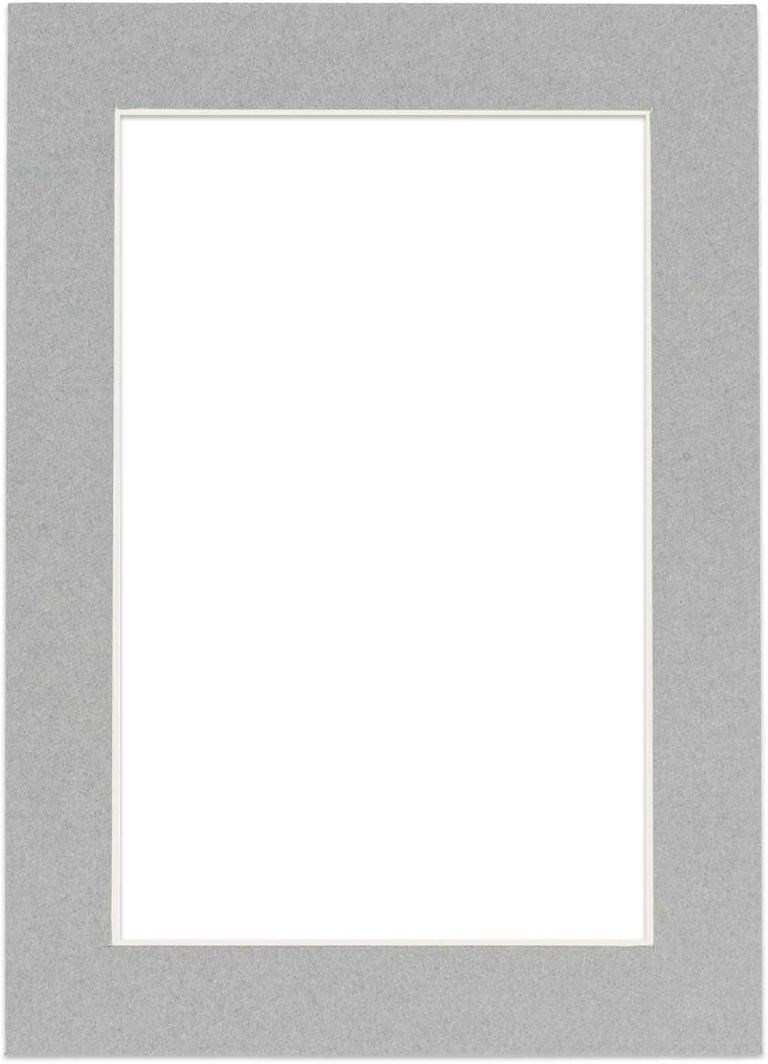 8x10 Mat Bevel Cut for 5.5x8.5 Photos - Acid Free Mid Grey Precut Matboard - For Pictures, Photos, Framing - 4-ply Thickness