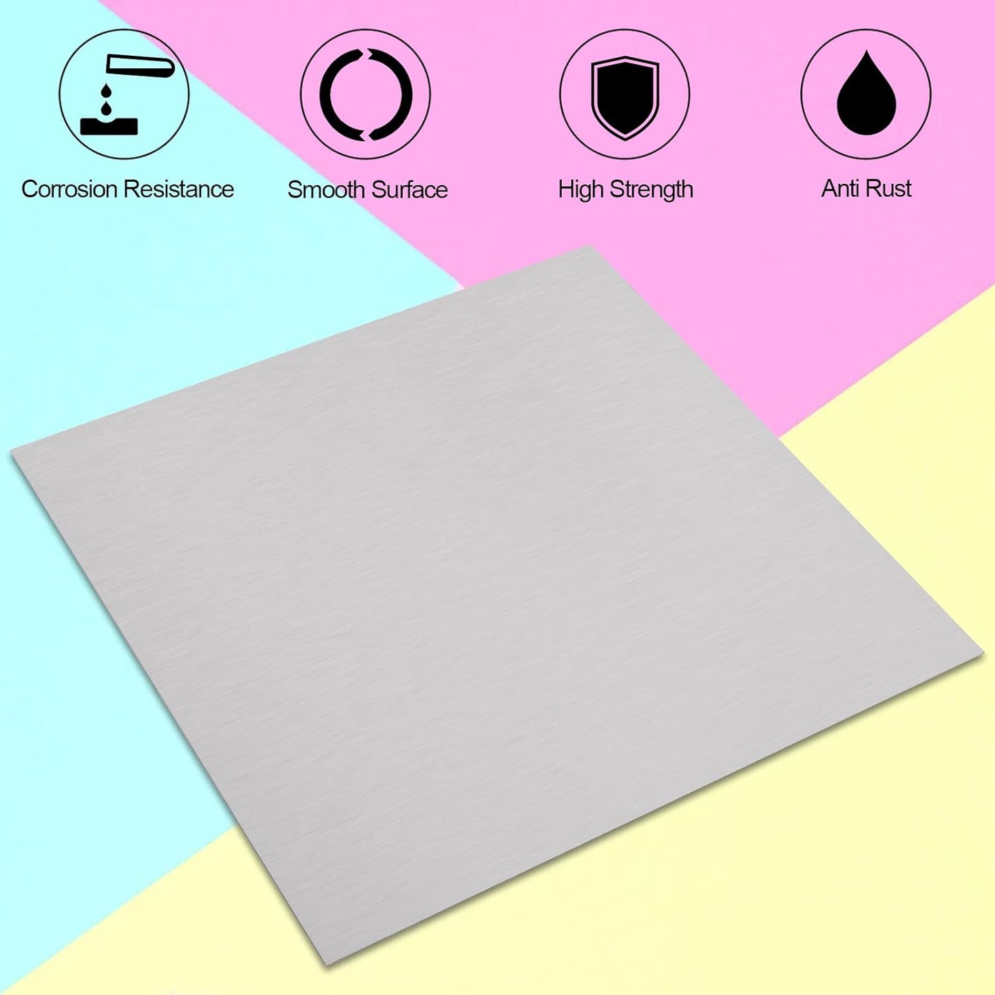 2Pcs 430 Stainless Steel Sheet Metal 6" x 6" x 1/32" Inch Metal Plates for Magnetic Mount Board Wall 20GA(0.80MM) 430 Stainless Steel Shim Stock Plates Metal Sheets for Crafting, Kitchen, Office