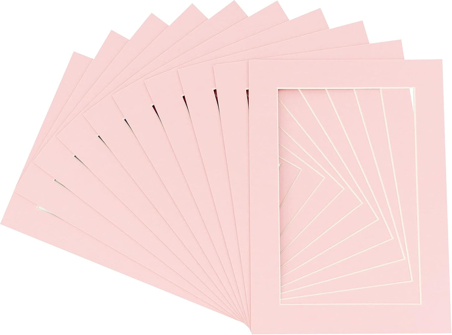 Pack of TEN 11x14 Mats Bevel Cut for 8.5x11 Photos - Acid Free Pink Precut Matboards For Pictures, Photos, Framing - 4-ply Thickness