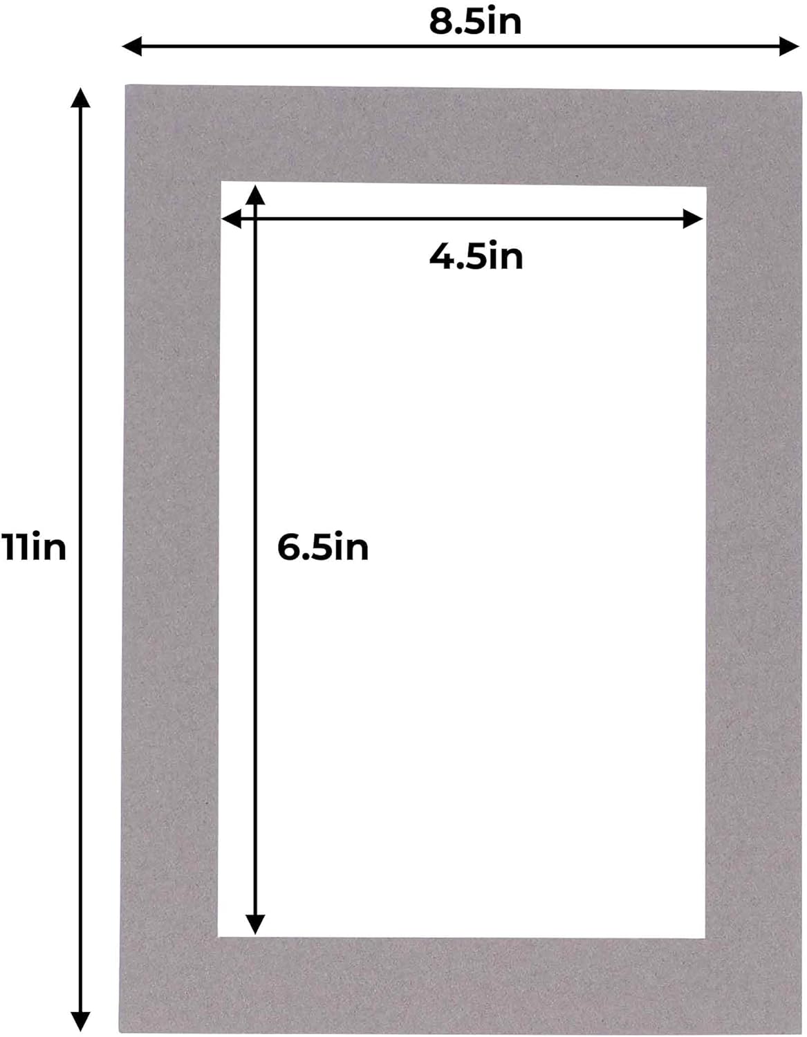 5x7 Mat for 8.5x11 Frame - Precut Mat Board Acid-Free Charcoal 5x7 Photo Matte Made to Fit a 8.5x11 Picture Frame, Premium Matboard for Family Photos, Show Kits, Art, Picture Framing, Pack of 100 Mats
