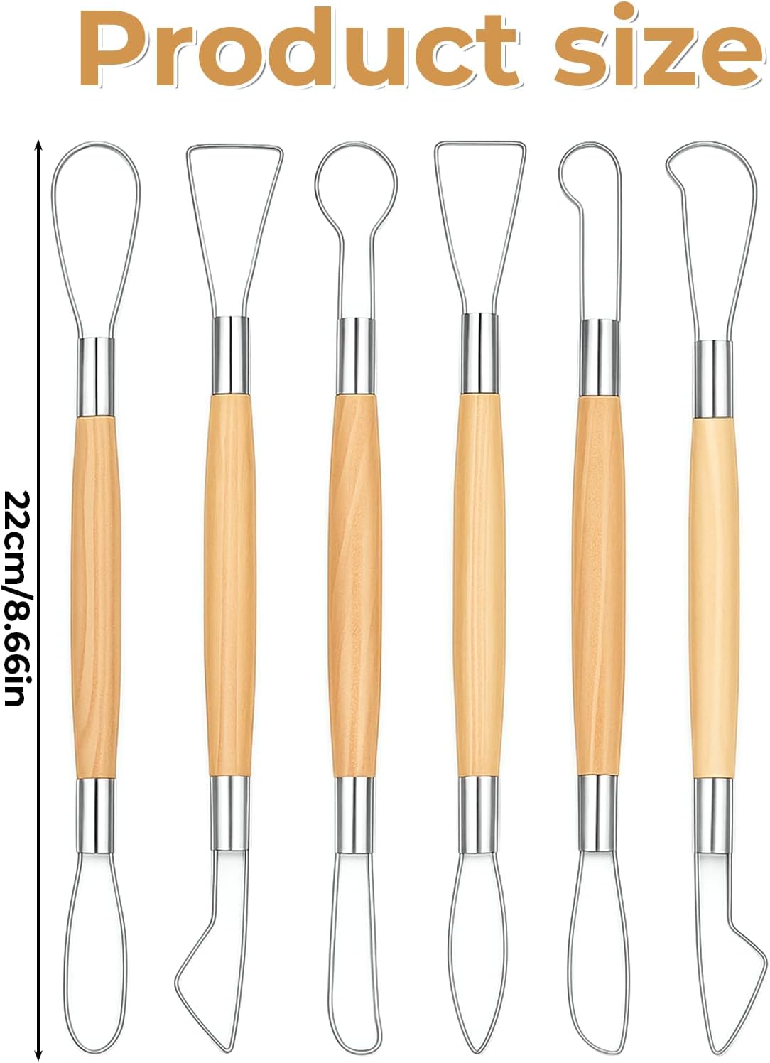 6Pcs Double-Sided Clay Sculpting Tools Clay Sculpting Tools Clays Wire Loop Sculpture Set Wooden Handle Ribbon Clays Tool Pottery Trimming Tool for Ceramic Wax Carving Ceramic Modeling
