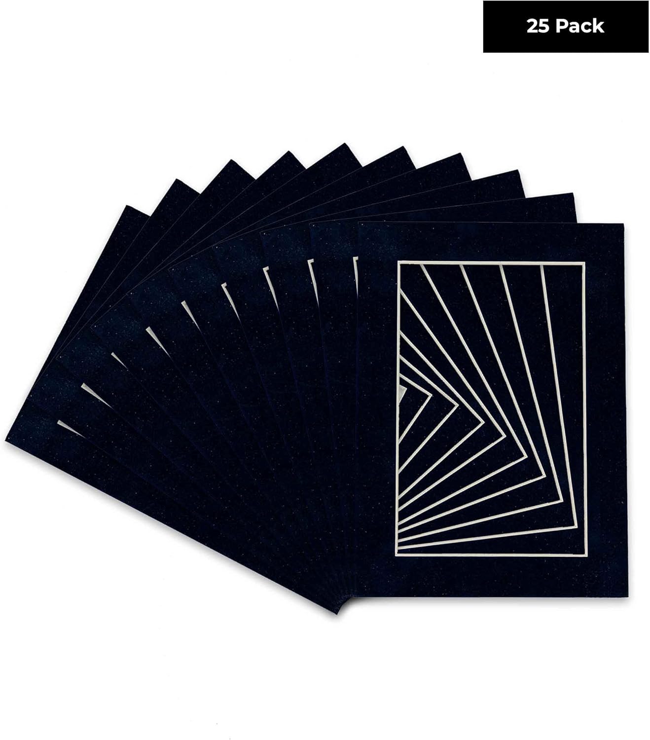 Pack of 25 Acid Free 11x14 Mats Bevel Cut for 8.5x11 Photos - Navy Suede Precut Matboards For Pictures, Photos, Framing - 4-ply Thickness