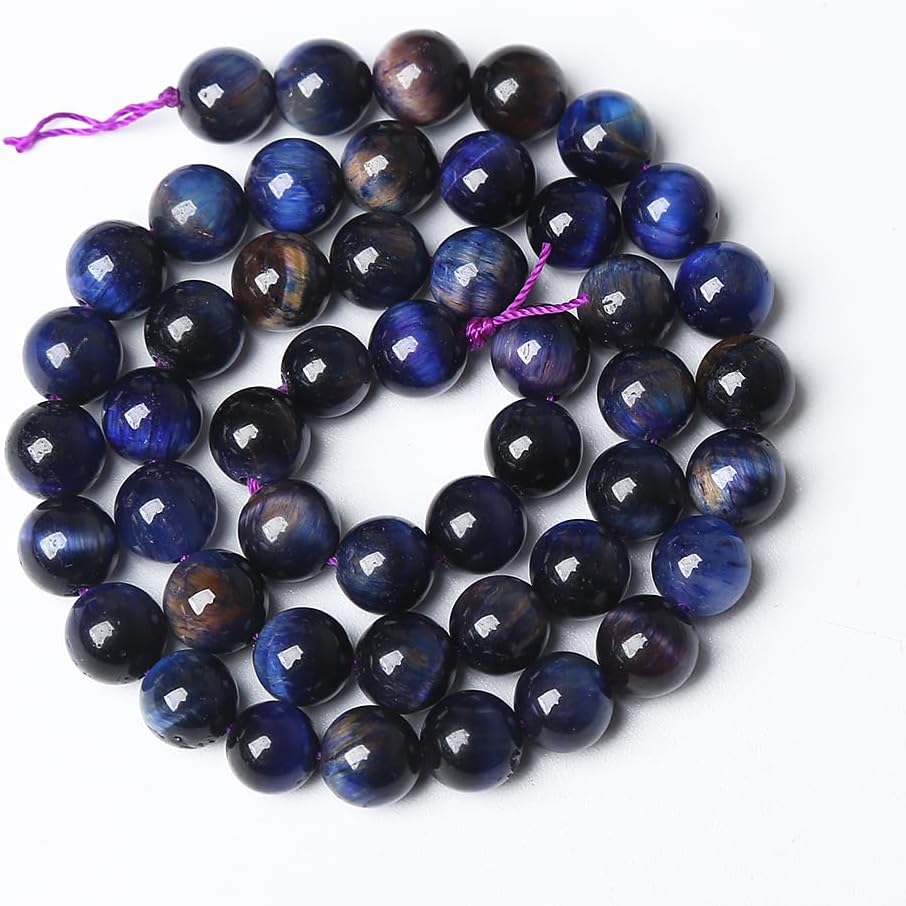 90PCS 8mm AAA Natural Tiger Eye Stone Beads Gemstone Round Spacer Loose Beads for Jewelry Making DIY Bracelet,Necklace, Earrings 2 Strand 32"