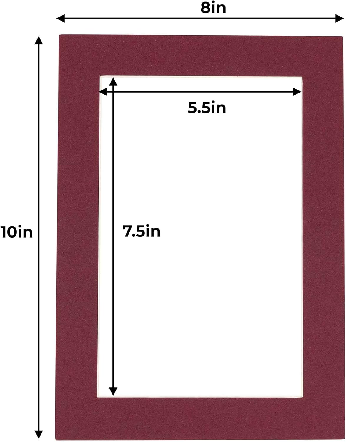 6x8 Mat for 8x10 Frame - Precut Mat Board Acid-Free Maroon 6x8 Photo Matte Made to Fit a 8x10 Picture Frame, Premium Matboard for Family Photos, Show Kits, Art, Picture Framing, Pack of 1 Mat