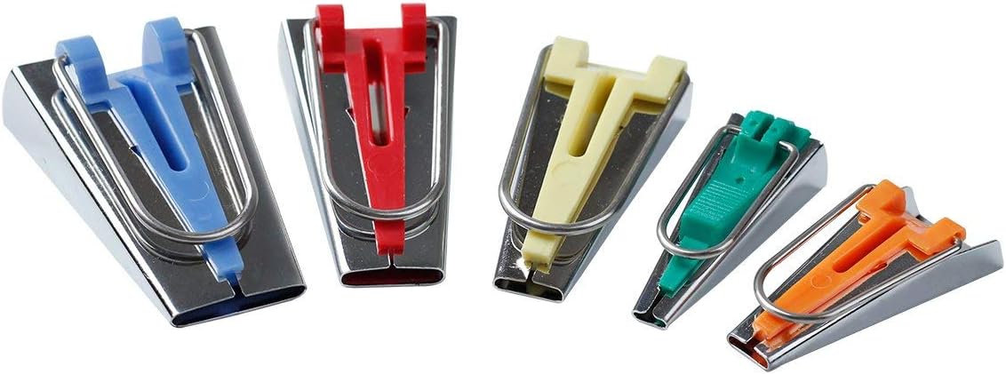 YICBOR Fabric Bias Tape Maker Tool, 5in1, Sewing Quilting, 6mm 9mm 12mm 18mm 25mm, Multicolour, Tape Maker Tool Set