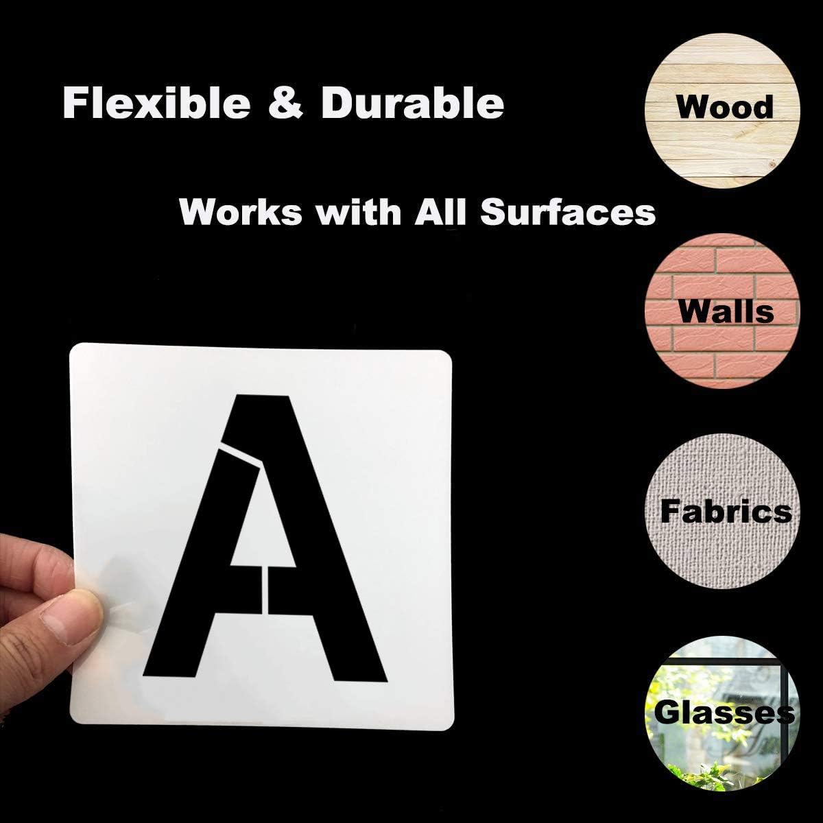 Alphabet Letter and Number Stencils 8 Inch - 40 Pack Large Letters and Numbers Stencil Templates with Signs for Painting on Wood, Reusable Letter Stencils for Chalkboard Signs & Wood Wall Art