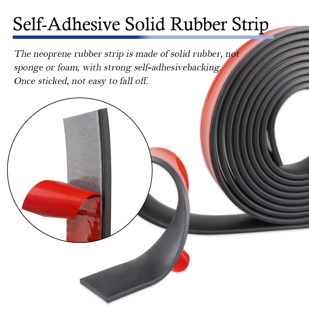 Neoprene Rubber Strips Self Adhesive Solid Rubber Sheets, Rolls & Strips for DIY Gaskets Crafts Pads Seals Warehouse Flooring Neoprene Sheet with Adhesive Backing (1" Wide x 1/8" Thick x 40' Long)