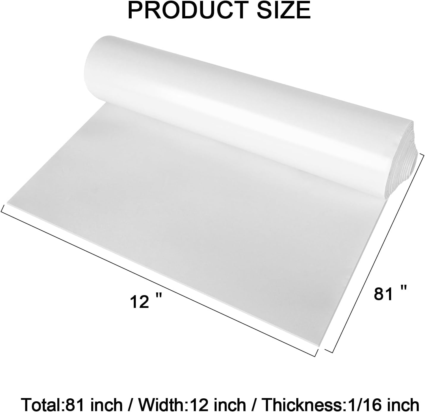Neoprene Sponge Rubber Foam Sheets with Adhesive Backing, 12" x 81" x 1/16" White Foam Roll Insulation Board Soundproof Neoprene Mat, Great for Cosplay Padding, DIY, Gaskets, Costume, Crafts