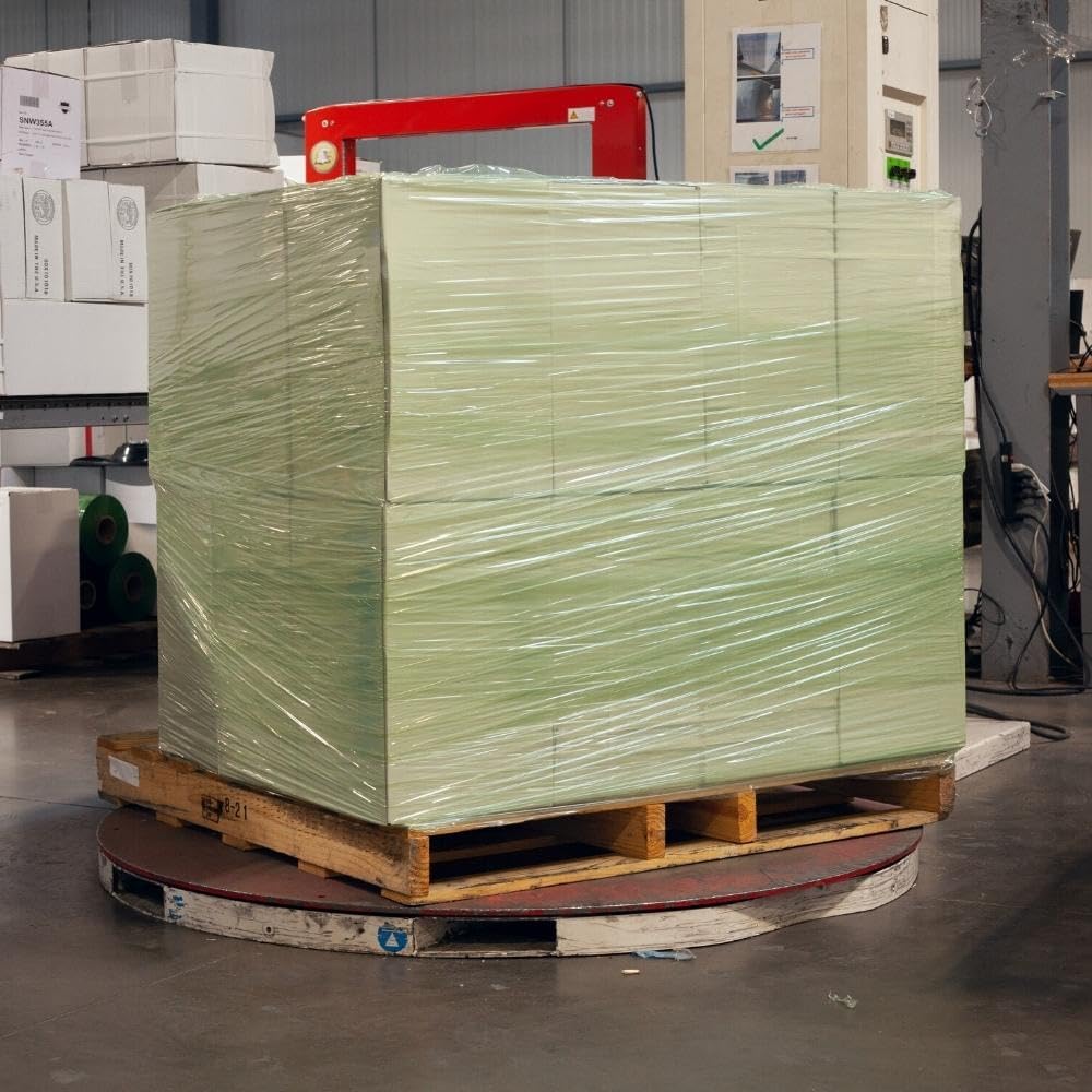 PSBM Green Stretch Wrap, 15 Inch x 1476 Feet, 4 Pack, Tinted Pre-Stretched Shrink Wrap Film for Moving, Packaging, Pallet Wrapping