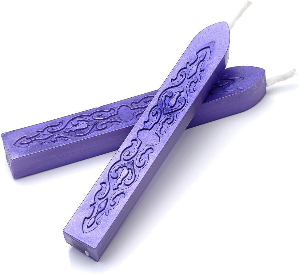 Yoption 5 Pcs Totem Fire Manuscript Sealing Seal Wax Sticks with Wicks Cord Wick Sealing Wax for Postage Letter Retro Vintage Wax Seal Stamp (Purple)